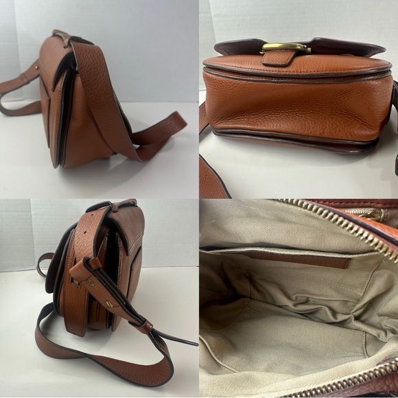 J. Crew Rider Brown Pebbled Leather Crossbody Bag Saddle Western Style Purse - Picture 14 of 16